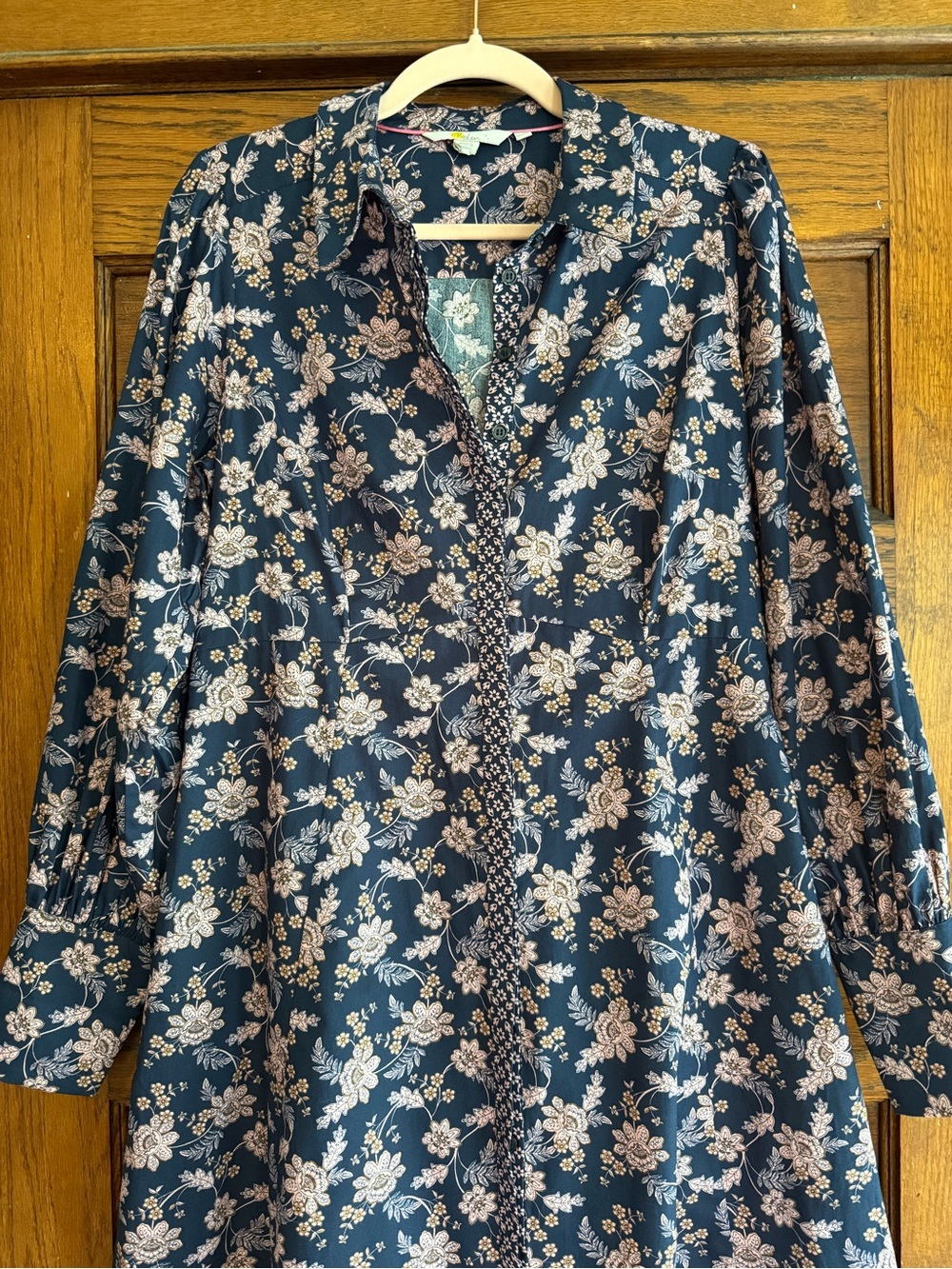 BODEN 100% Cotton Empire Midi Shirt Dress Chintz Bloom Floral Cottagecore 10 - Picture 2 of 10